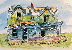 Old farm house - pen and mixed media 8 x 10    $150