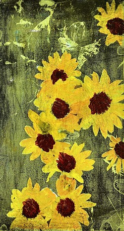 Okanagan Sunflowers     Gelli print   11 x 14             $250